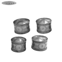 Set of 4 Victorian Silver Napkin Rings 1876